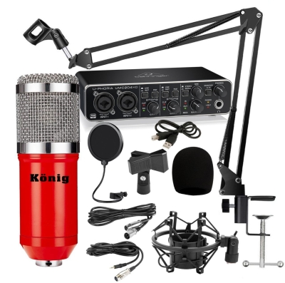 König BM800 Mikrofon + Behringer UMC204HD Ses Kartı + Sehpa - Yayıncı Paketi - 4