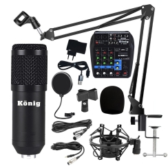 König BM800 Mikrofon + K200 Ses Kartlı Mikser Kayıt Paketi - König