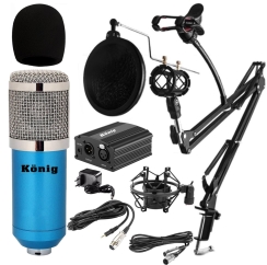 König BM800 Mikrofon + Phantom Power + Pop Filtreli Sehpa - Yayıncı Paketi - König