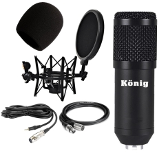 König BM800 Mikrofon + Pop Filtreli Shock Mount + Kablo Stüdyo Seti - König