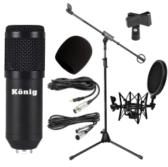 König BM800 Mikrofon + Pop Filtreli Shock Mount + Mikrofon Standı + Kablo Stüdyo Seti - König