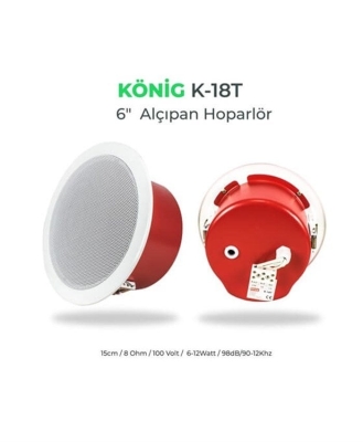 König K-18T 6'' 40 Watt Firedome Alçıpan Hoparlör - 1