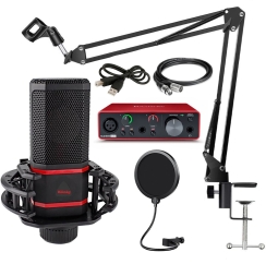 König K-CM 620 Pro Condenser Mikrofon + Focusrite Scarlett Solo Gen3 Ses Kartı Yayıncı Paketi - König