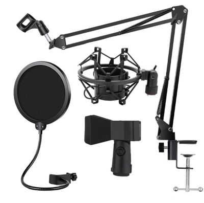 König Masaüstü Mikrofon Standı + Pop Filter + Shock Mount Set - 1