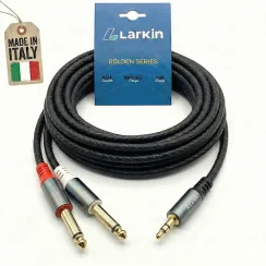 Larkin Çift 6.35mm Mono Jak - 3.5mm Stereo Jak Bakır Mikser ve Hoparlör Kablosu - Larkin