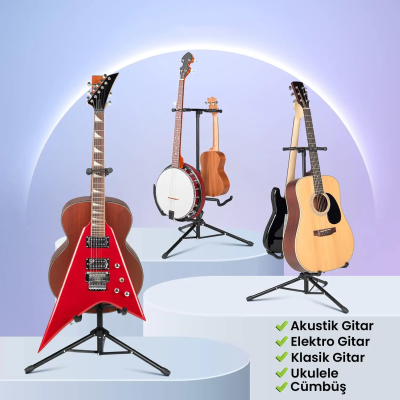 Larkin GS20 Kilitli Çoklu 2li (İkili) Gitar Bağlama Standı Sehpası - 3