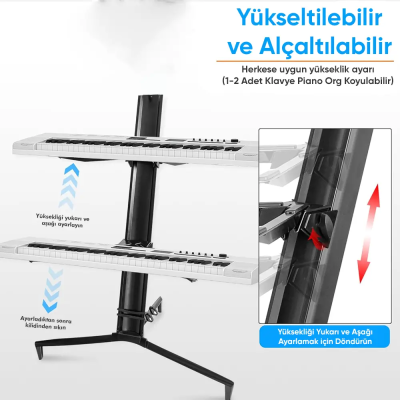 Larkin KS500 Profesyonel Çift Katlı Ultimate Org Sehpası Standı Çantalı - 7