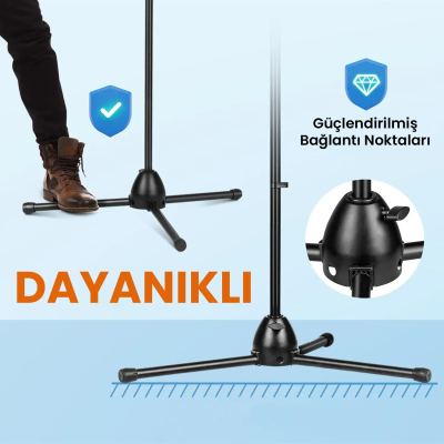 Larkin MS200 Üst Kalite Profesyonel Mikrofon Standı (Taşıma Çantası ve Tutacaklı) - 6