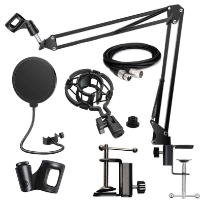 Larkin NB39 Mikrofon Sehpası + Pop Filtre + Mikrofon Tutucu + Shock Mount + Mikrofon Kablosu Set - 1