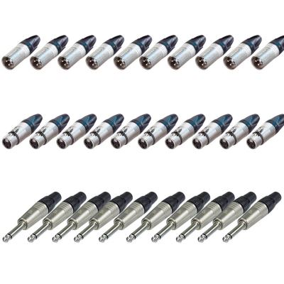 Neutrik NC3MXX Erkek XLR - NC3FXX Dişi XLR - NP2C Mono Jack Konnektör Seti (30 Adet) - 1