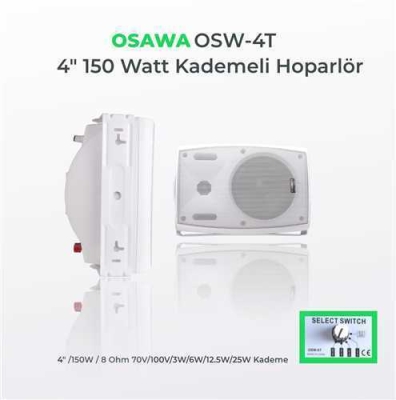 Osawa 4TB BEYAZ 100V Trafolu Duvar Hoparlörü - 1