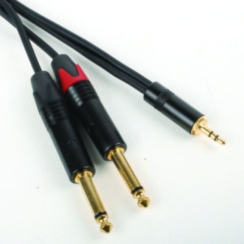 Purecon PC-JS3-2JM6 1,5 Metre 2 x 6,3mm Jack Erkek Mono Çevrici - 3,5mm Jack Stereo Erkek Çevirici Kablo - Purecon