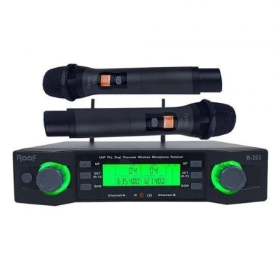 Roof R-203EE Dijital UHF Çift EL Telsiz Kablosuz Mikrofon - 1