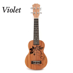 Violet NK-21 Ahşap Kuş ve Çiçek Desenli Soprano Ukulele - Larkin
