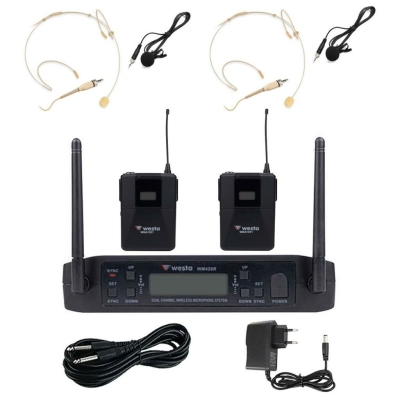 Westa WM-420YH Dijital UHF Çift Yaka Headset Kablosuz Mikrofon - 1